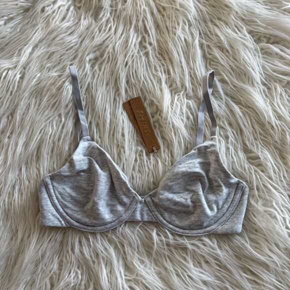Skims Cotton Jersey T-shirt Bra Light Heather Grey Size 30D - Picture 2 of 7